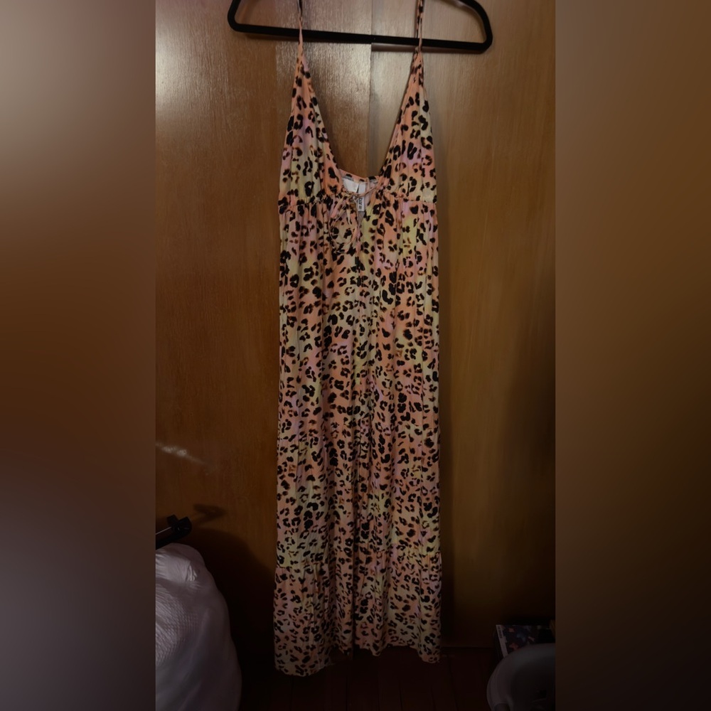 Bar III Multicolor Leopard Maxi Swim Cover-Up Dress - Picture 4 of 6